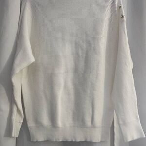 Belldini White Sweater with Shoulder Buttons